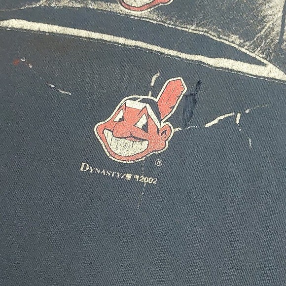 Vintage Y2K Cleveland Indians Navy Blue True Fan Graphic T-Shirt Size Large - Picture 3 of 9